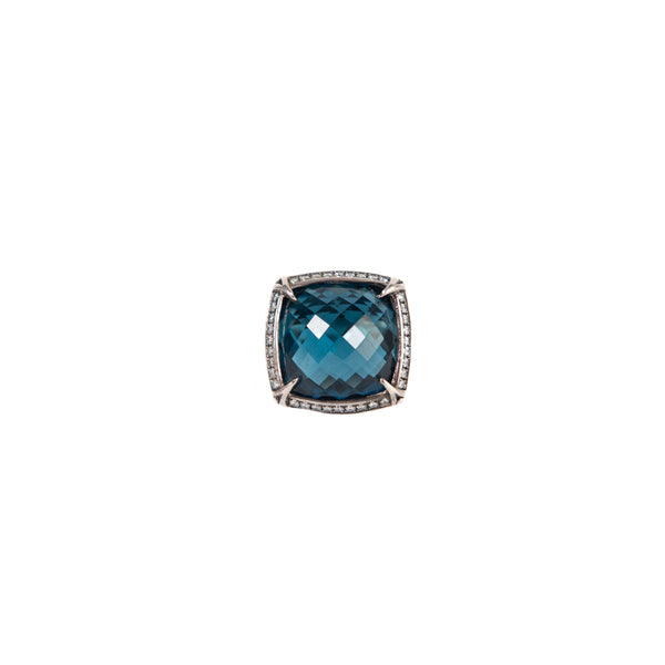 PRE-OWNED SCOTT KAY STERLING SILVER LONDON BLUE TOPAZ CYPRESS THORN RING