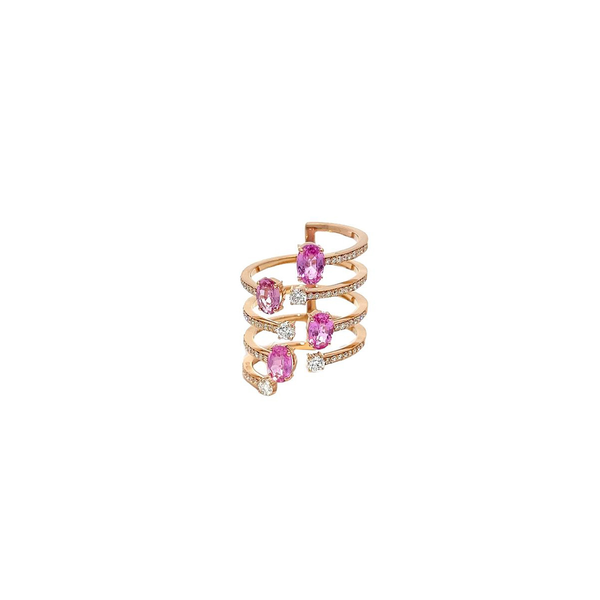 Pre-Owned Hueb Diamond and Pink Sapphire Cocktail Ring