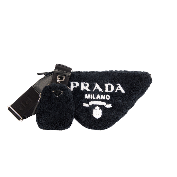 Pre-Owned Prada Triangle Terry Cloth Shoulder Bag