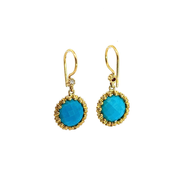 Pre-Owned Lauren K Turquoise and Diamond Pebble Drop Earrings