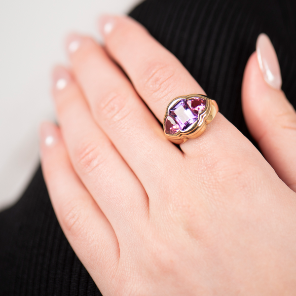 Pre-Owned Amethyst and Tourmline Ring