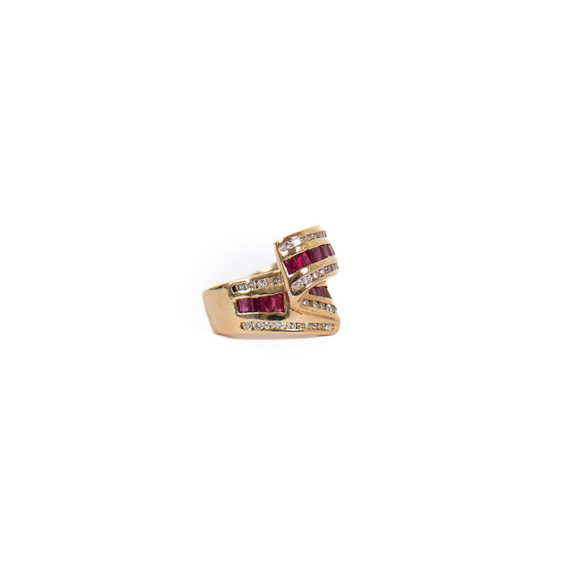 Pre-Owned Ruby and Diamond Bypass Ring