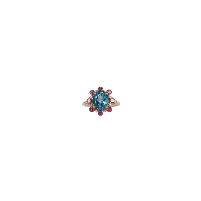 Pre-Owned Blue Topaz & Tourmaline Ring