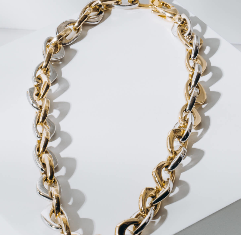 PRE-OWNED BEL-ORO GEOMETRIC LINK NECKLACE