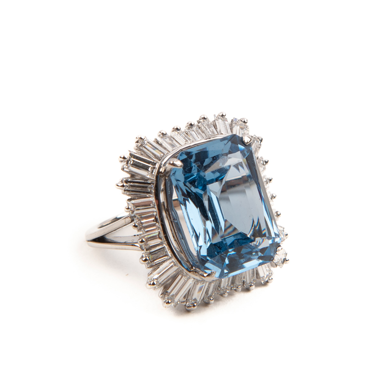 Pre-Owned Blue Spinel and Diamond Ring