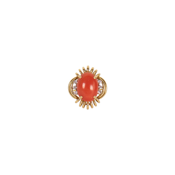 Pre-Owned Coral and Diamond Ring