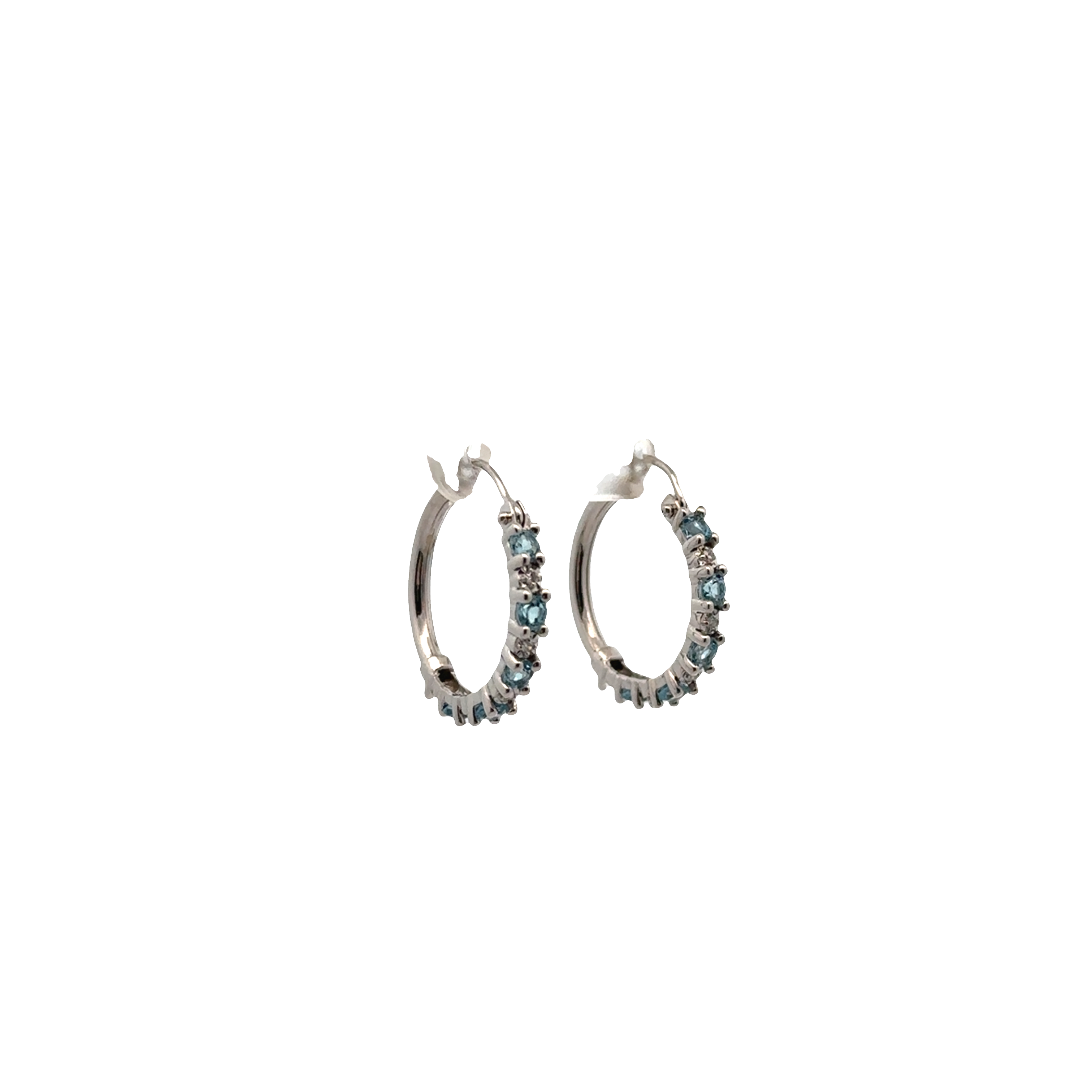 Pre-Owned Diamond and Blue Topaz Hoop Earrings