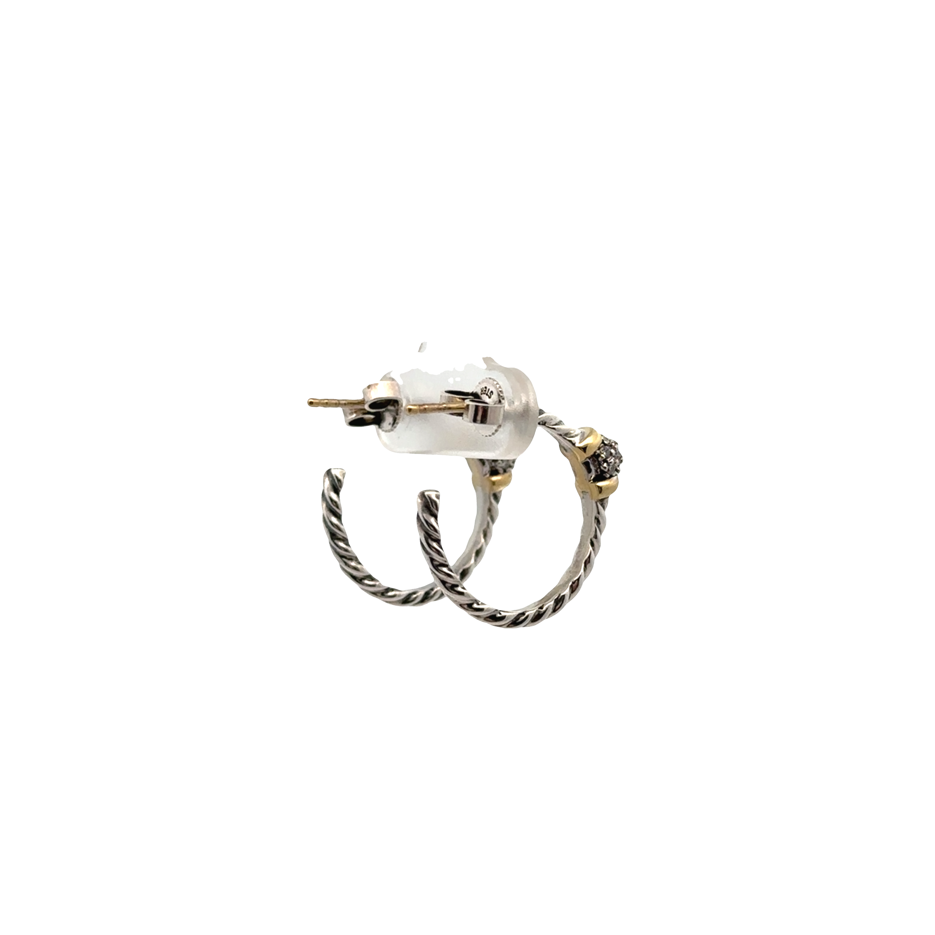 Pre-Owned David Yurman Diamond Cable Hoop Earrings