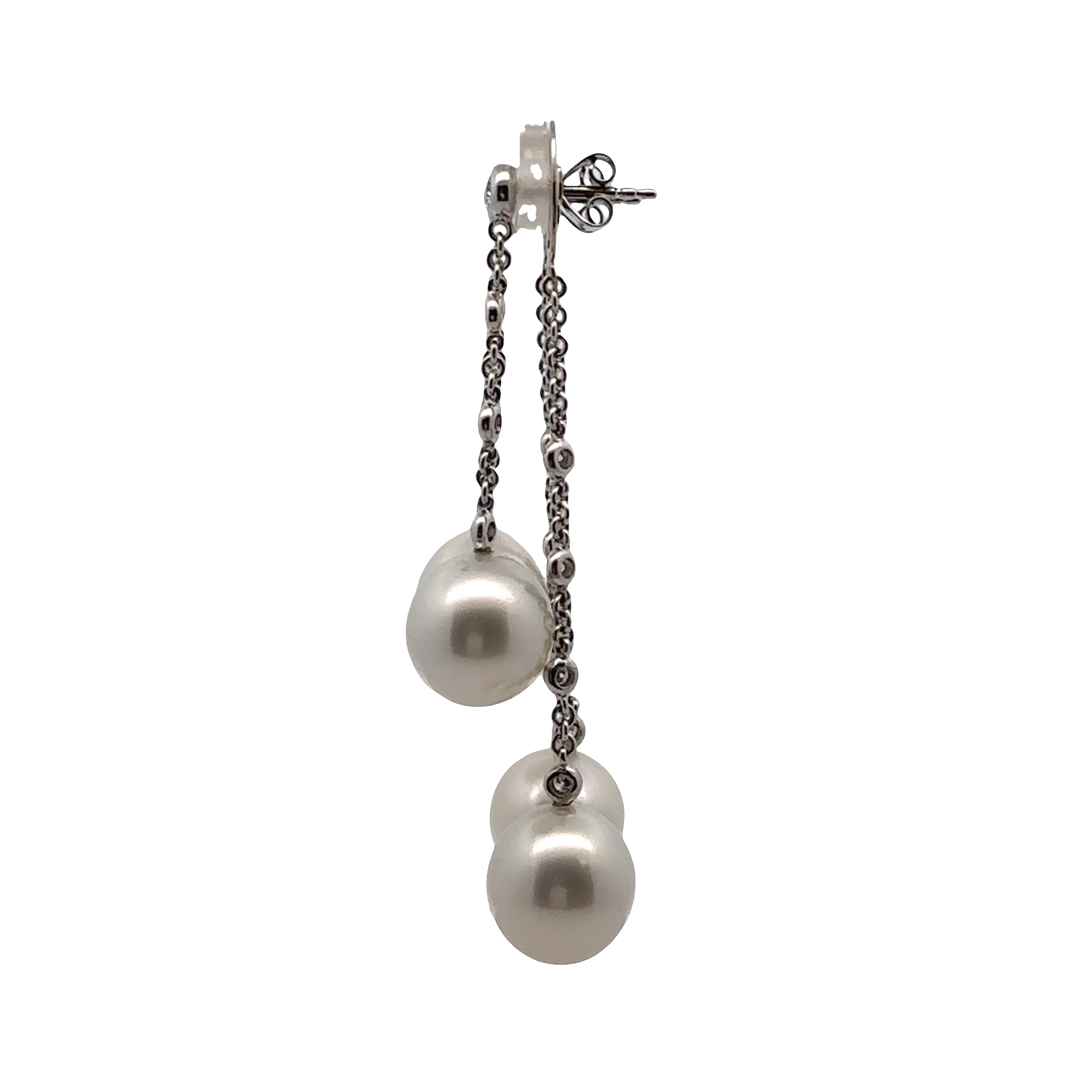 Pre-Owned J. Stella Cultured Pearl and Diamond Earrings