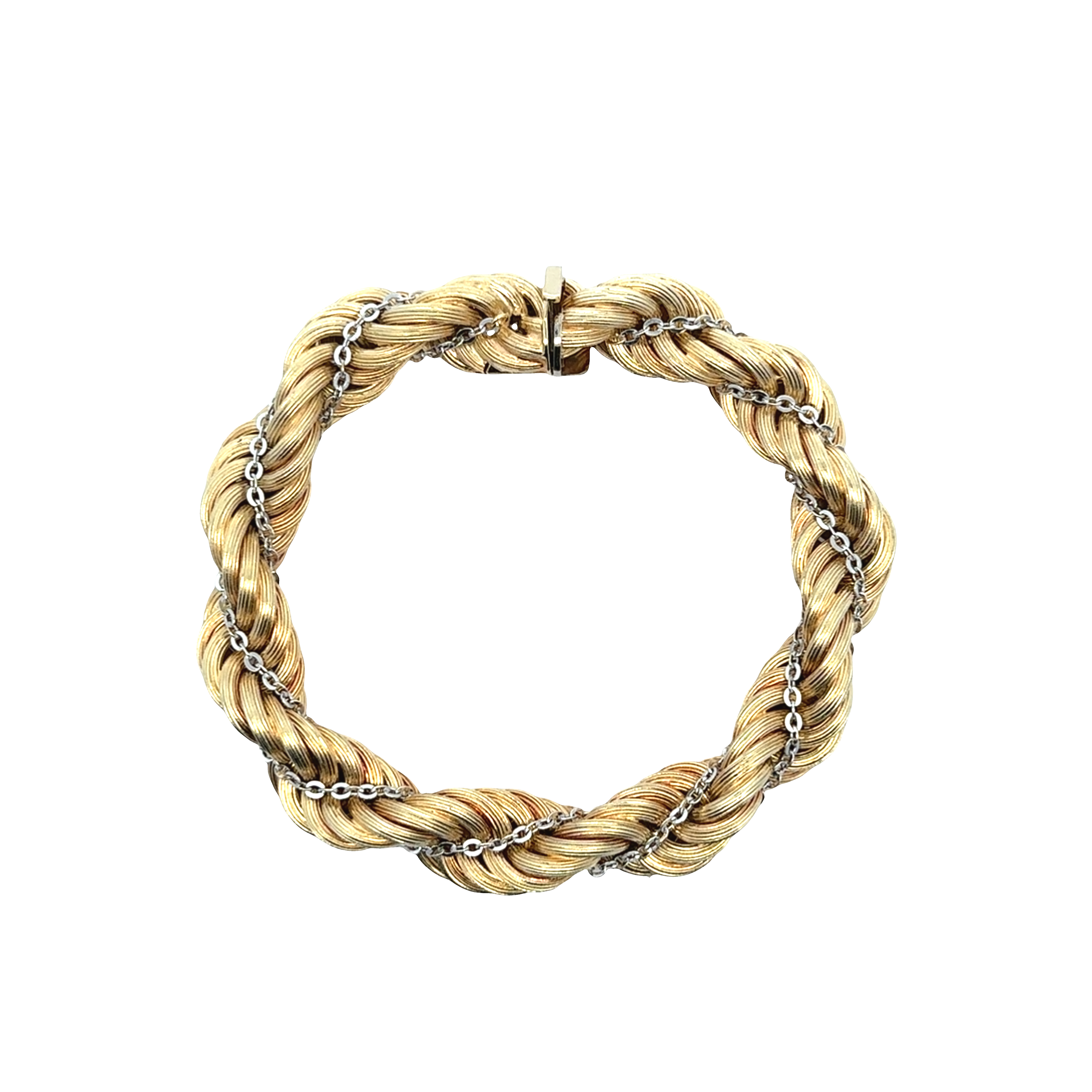 Pre-Owned Two-Tone Diamond Cut Twisted Rope Chain Bracelet