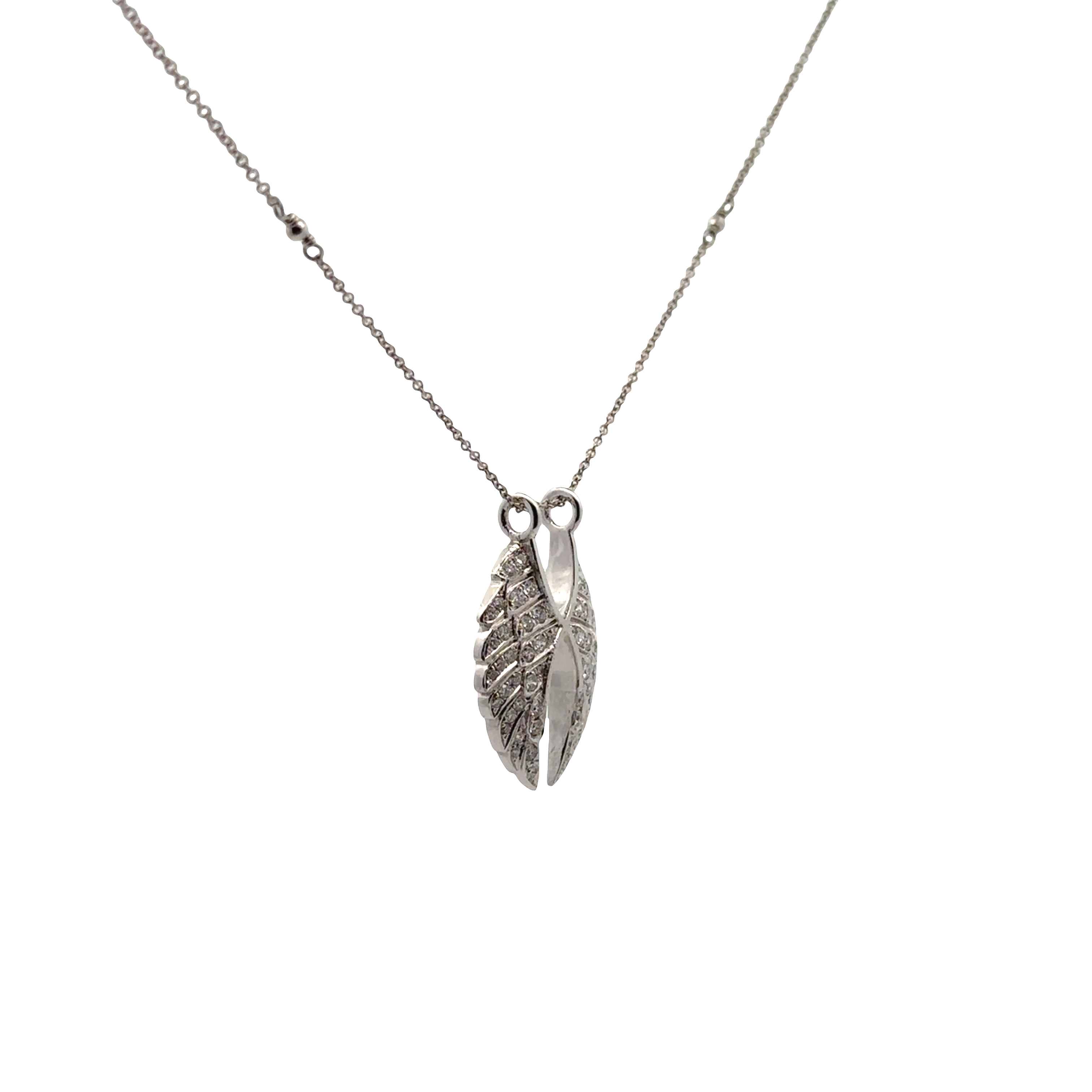 Pre-Owned Angel Wing Diamond Pendant Necklace