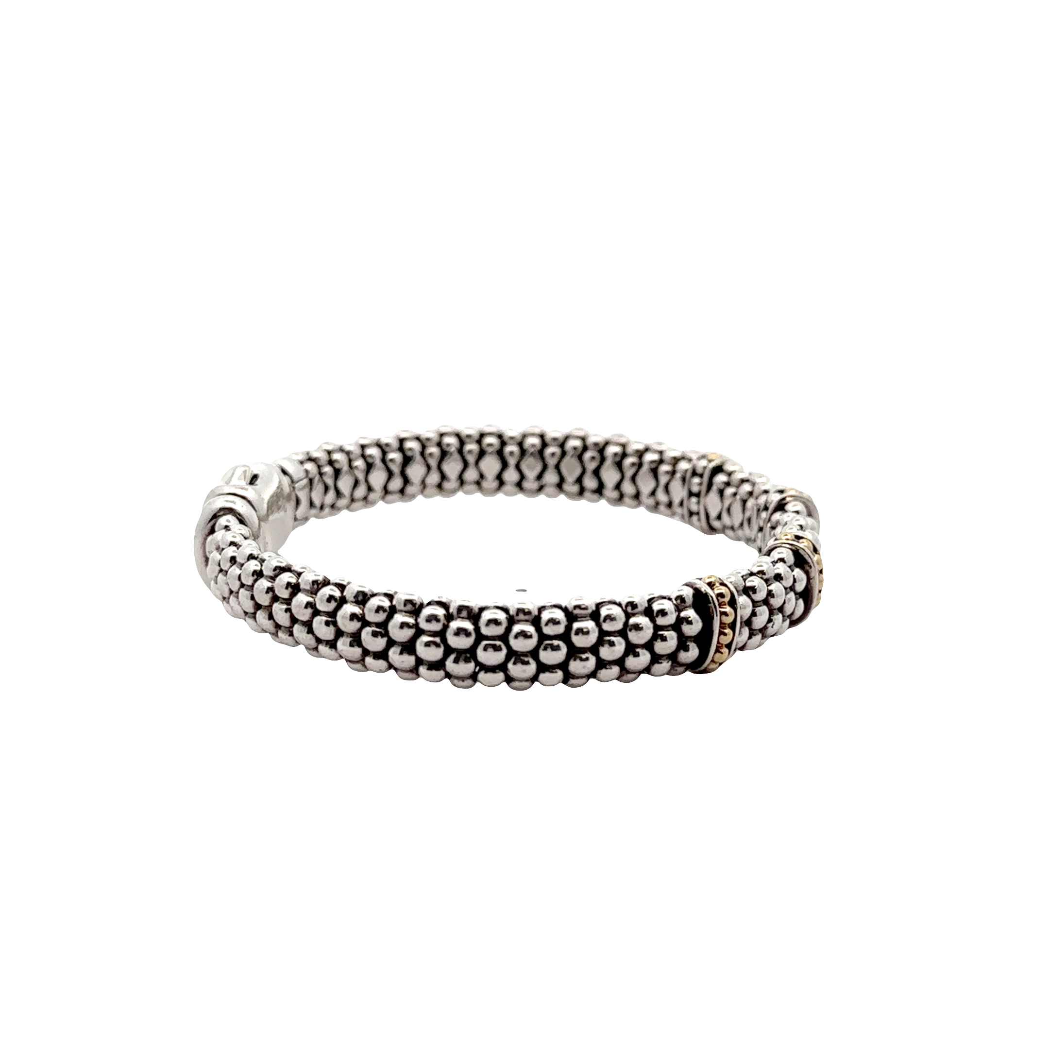 Pre-Owned Lagos Two Tone Station Caviar Bracelet