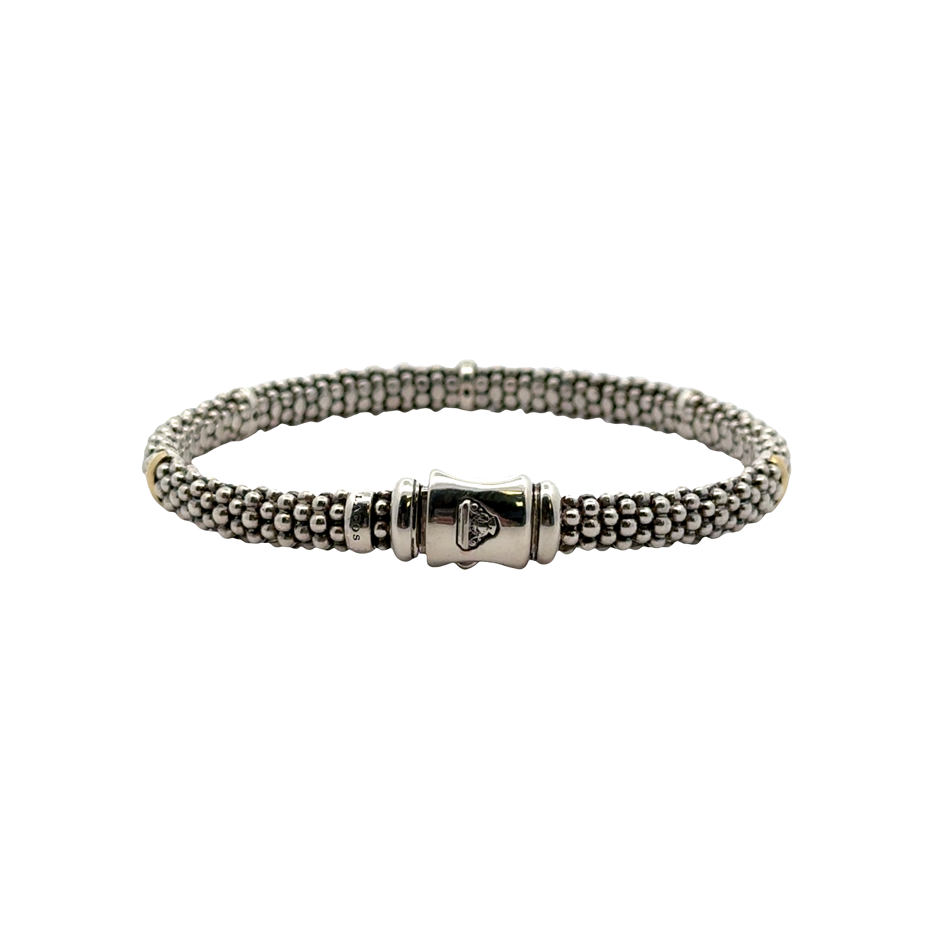 Pre-Owned Lagos Two Tone Station Caviar Bracelet