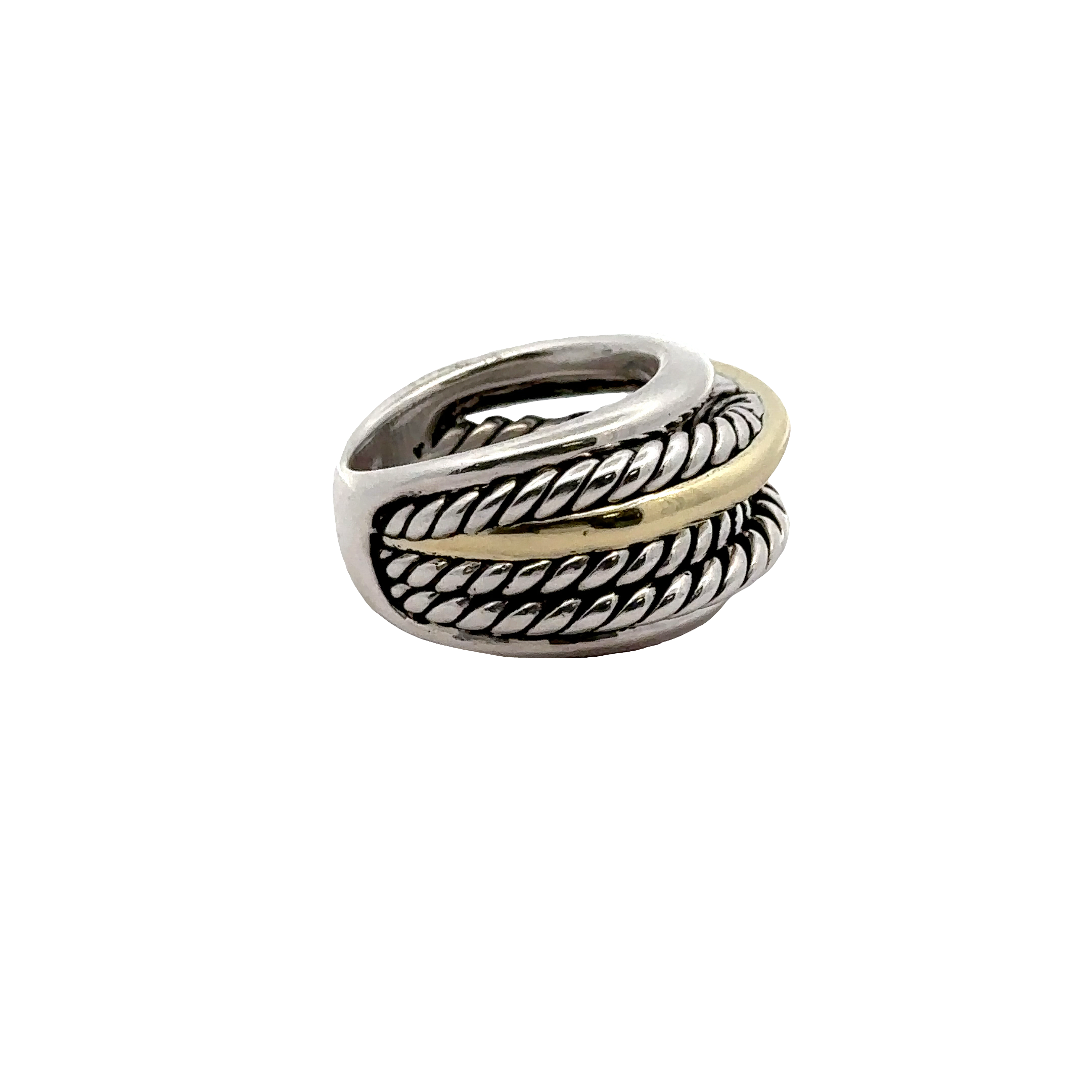 Pre-Owned David Yurman Two Tone Crossover Wide Band Ring