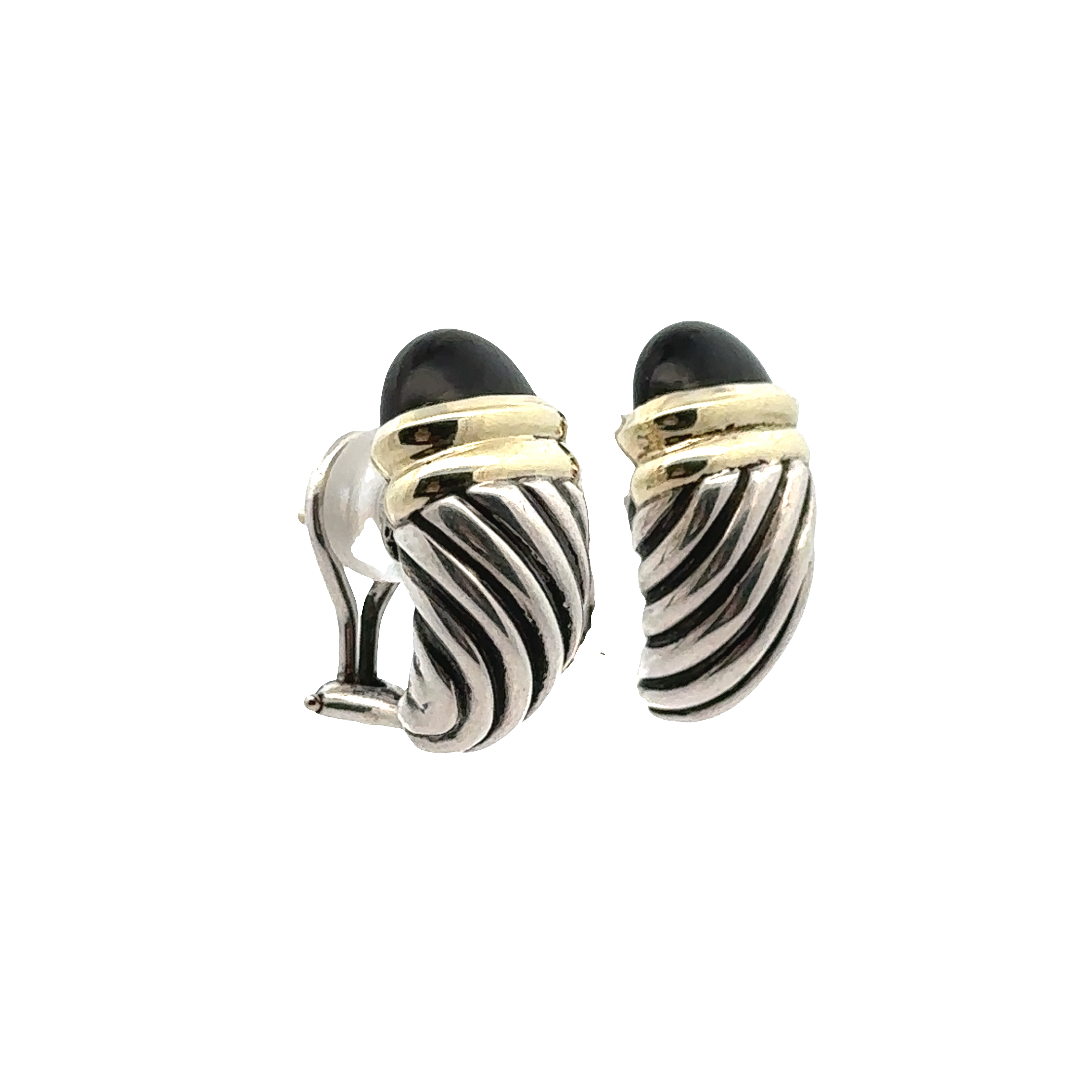 Pre-Owned David Yurman Black Onyx Cable Classic Shrimp Earrings
