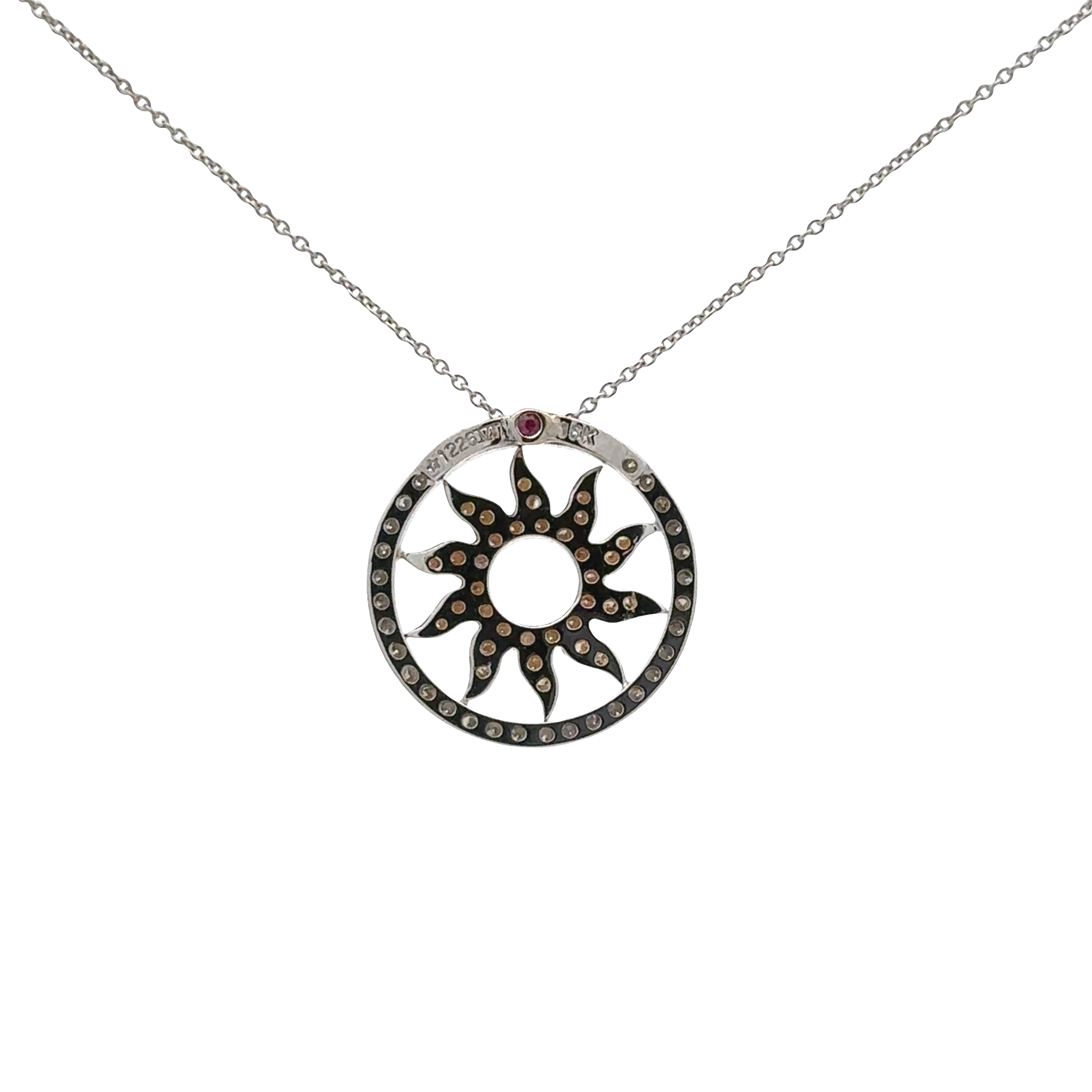 Pre-Owned Roberto Coin Diamond Tiny Treasures Sunburst Pendant Necklace