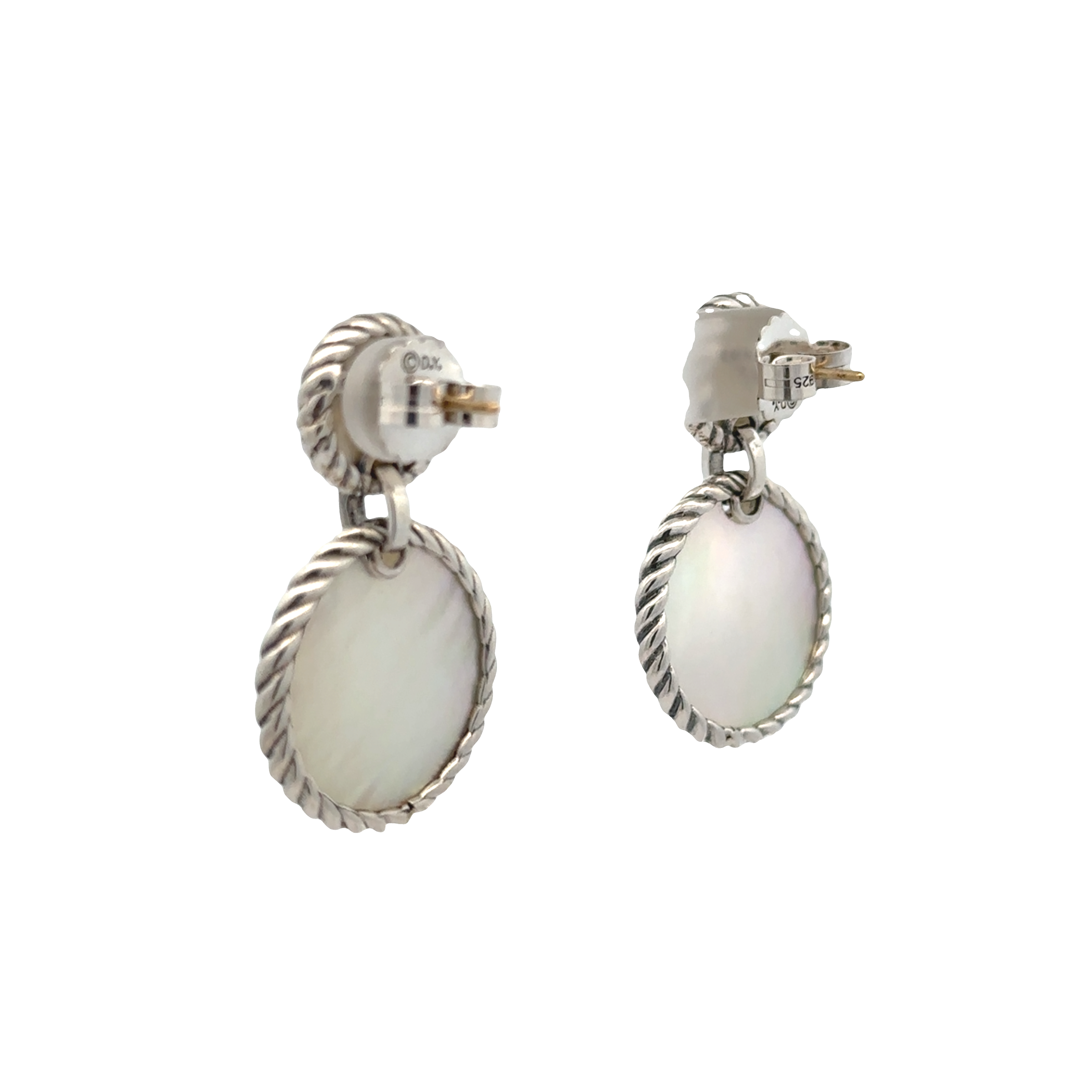 Pre-Owned David Yurman Mother of Pearl and Diamond Elements Double Drop Earrings