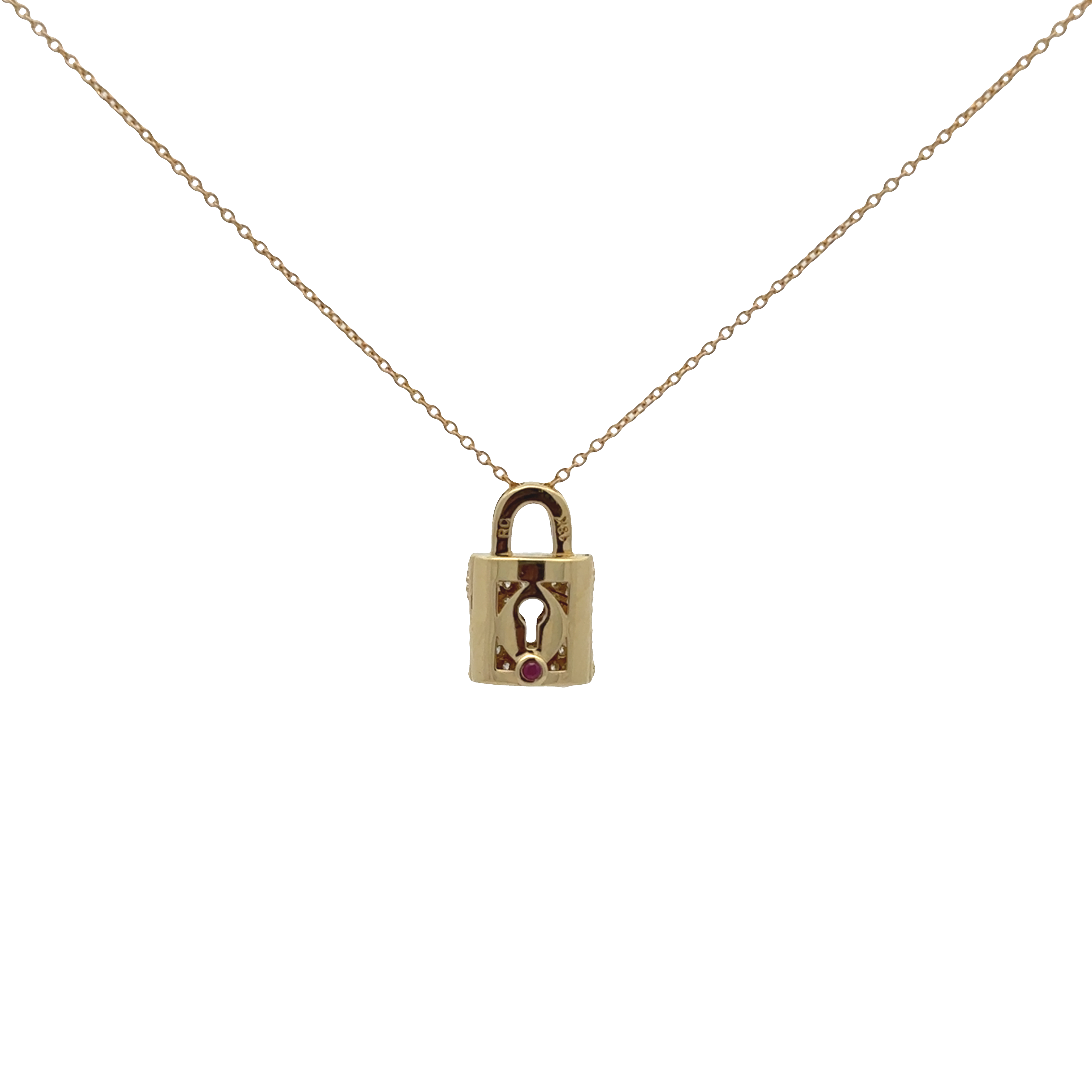 Pre-Owned Roberto Coin Diamond Tiny Treasures Lock Pendant Necklace