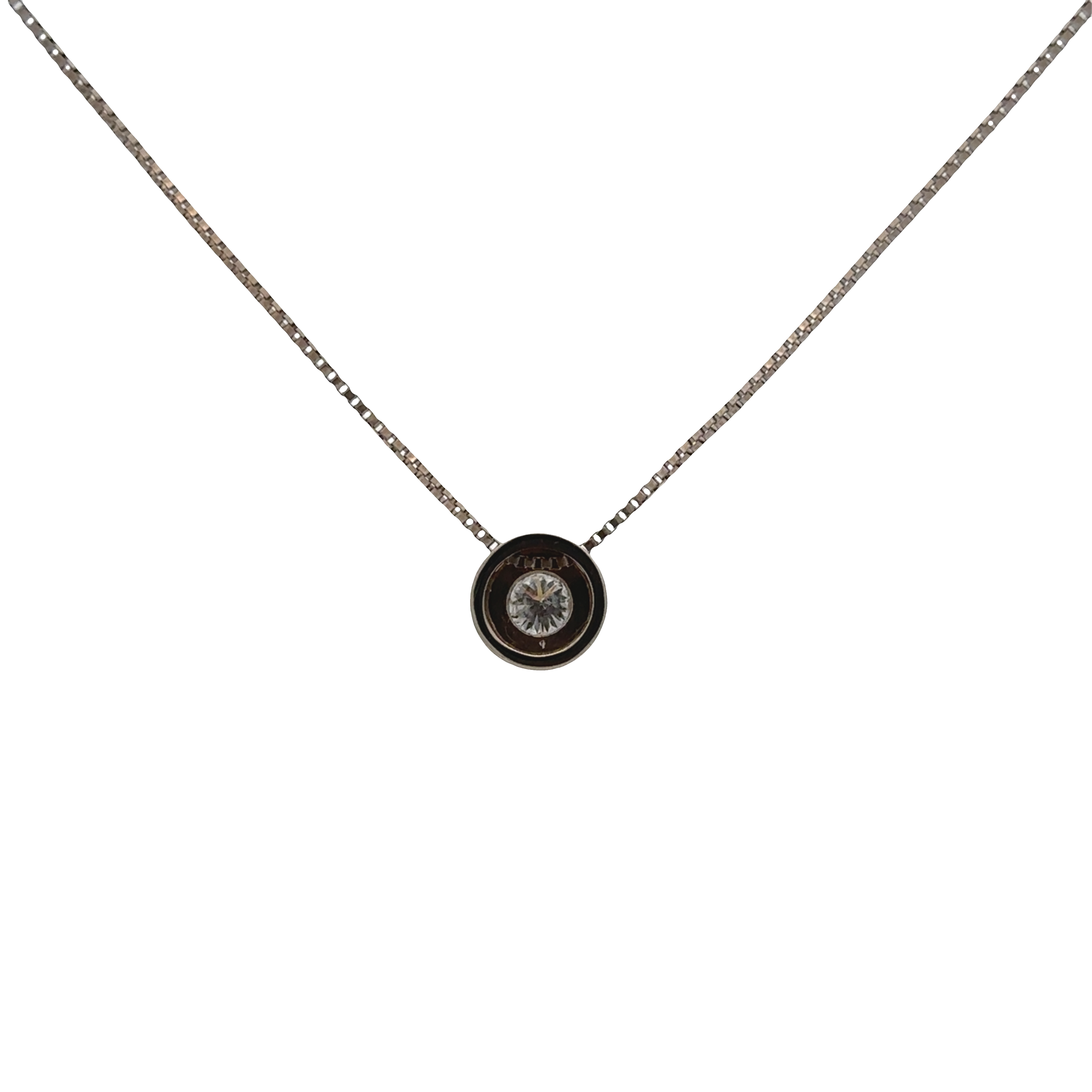 Pre-Owned Diamond Bezel Set Pendant Necklace