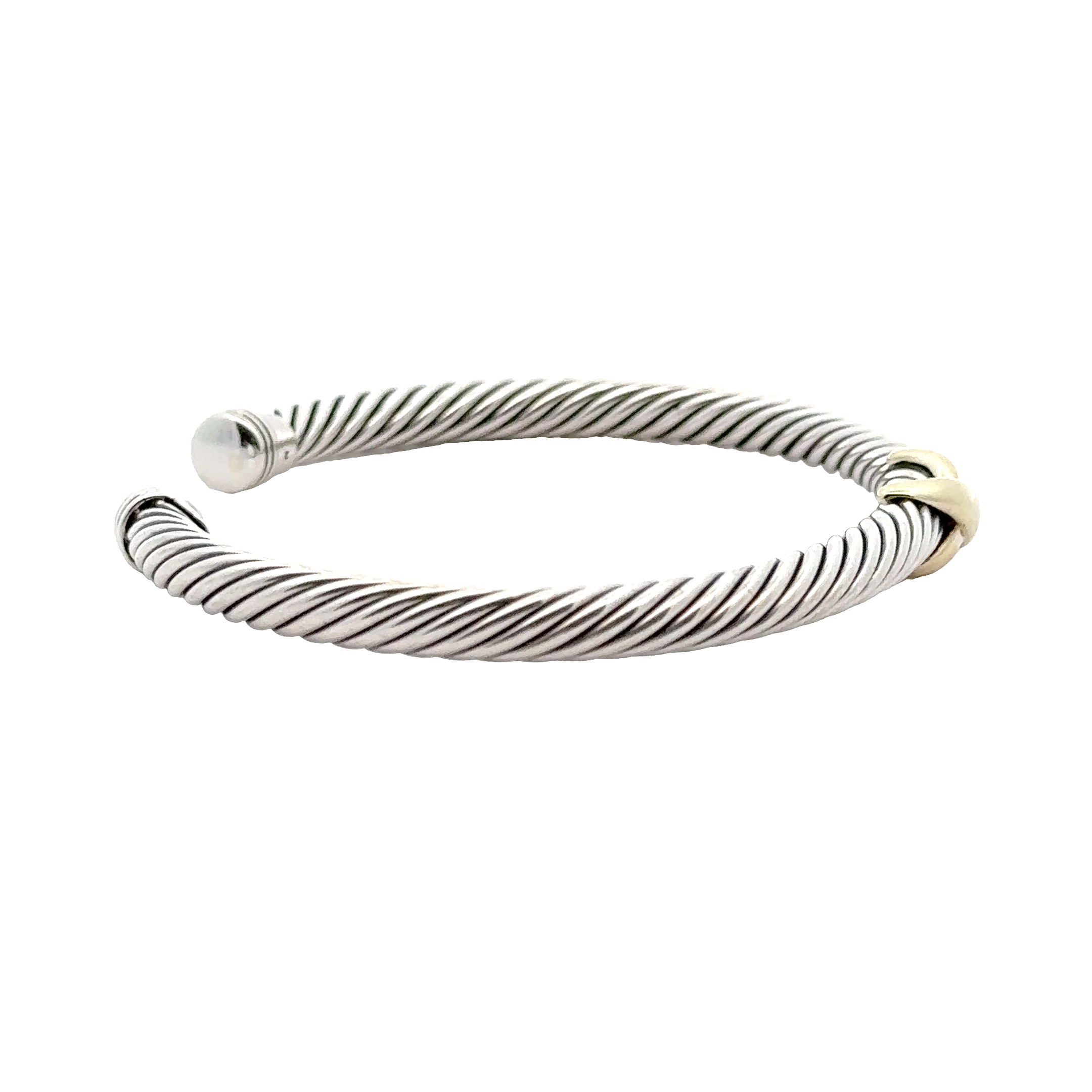 Pre-Owned David Yurman Two-Tone X Classic Cable Station Bracelet