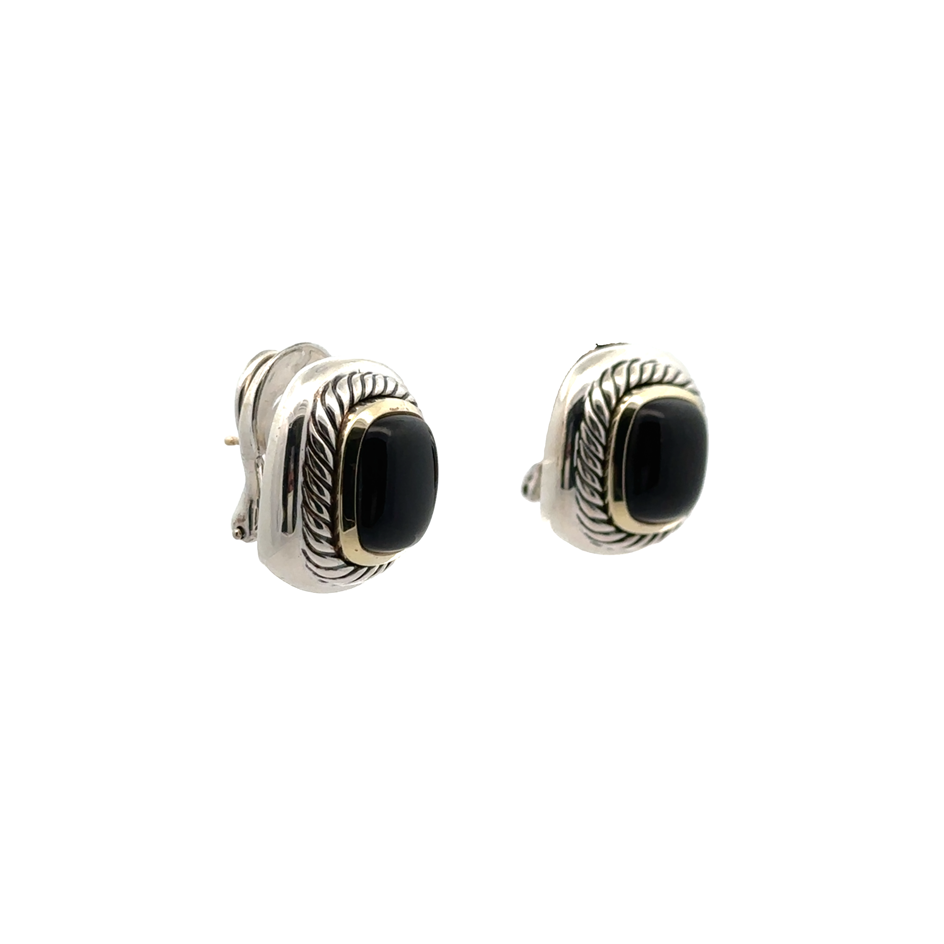 Pre-Owned David Yurman Albion Two-Tone Onyx Earrings
