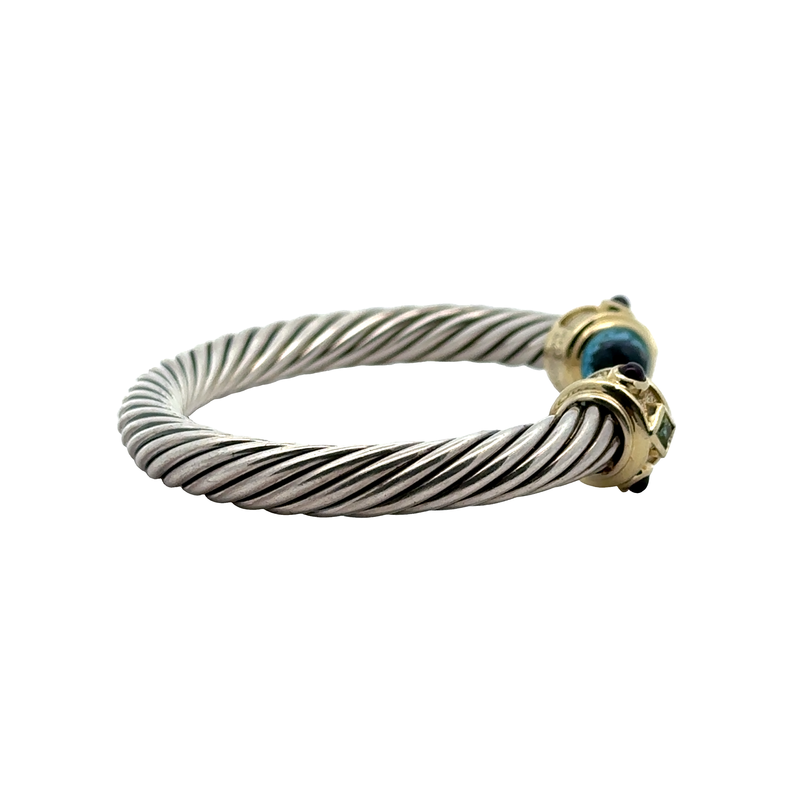 Pre-Owned David Yurman Peridot and Amethyst Renaissance Cable Flex Bracelet