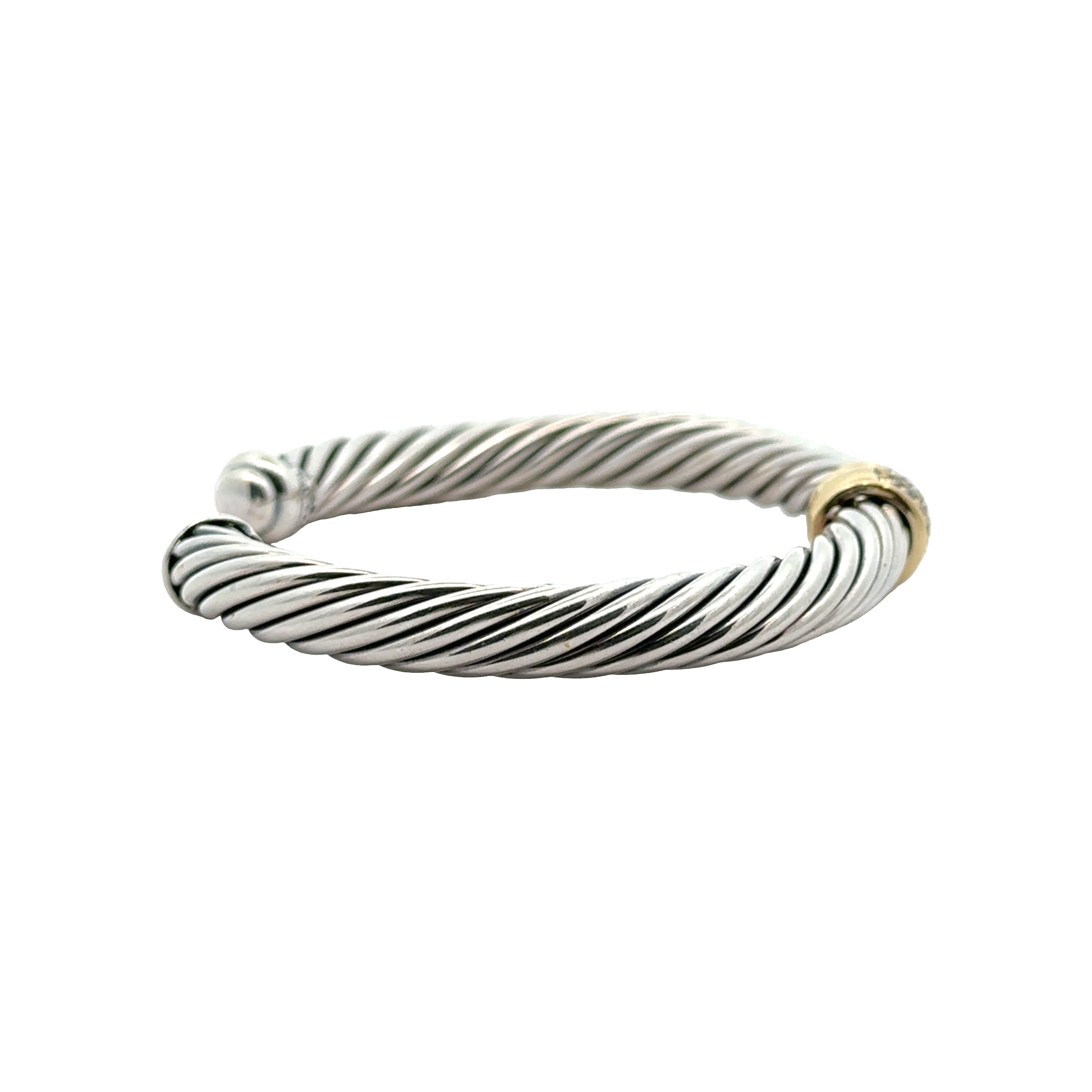 Pre-Owned David Yurman Diamond Two-Tone Classic Cable Station Bracelet