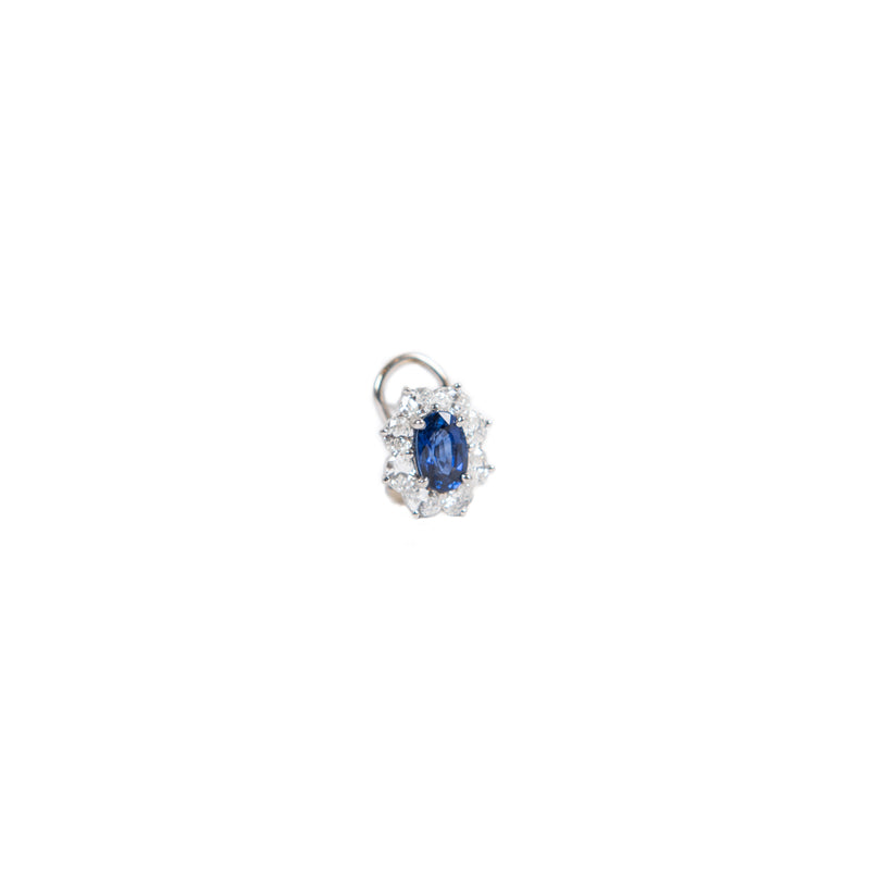 PRE-OWNED BLUE SAPPHIRE AND DIAMOND EARRINGS