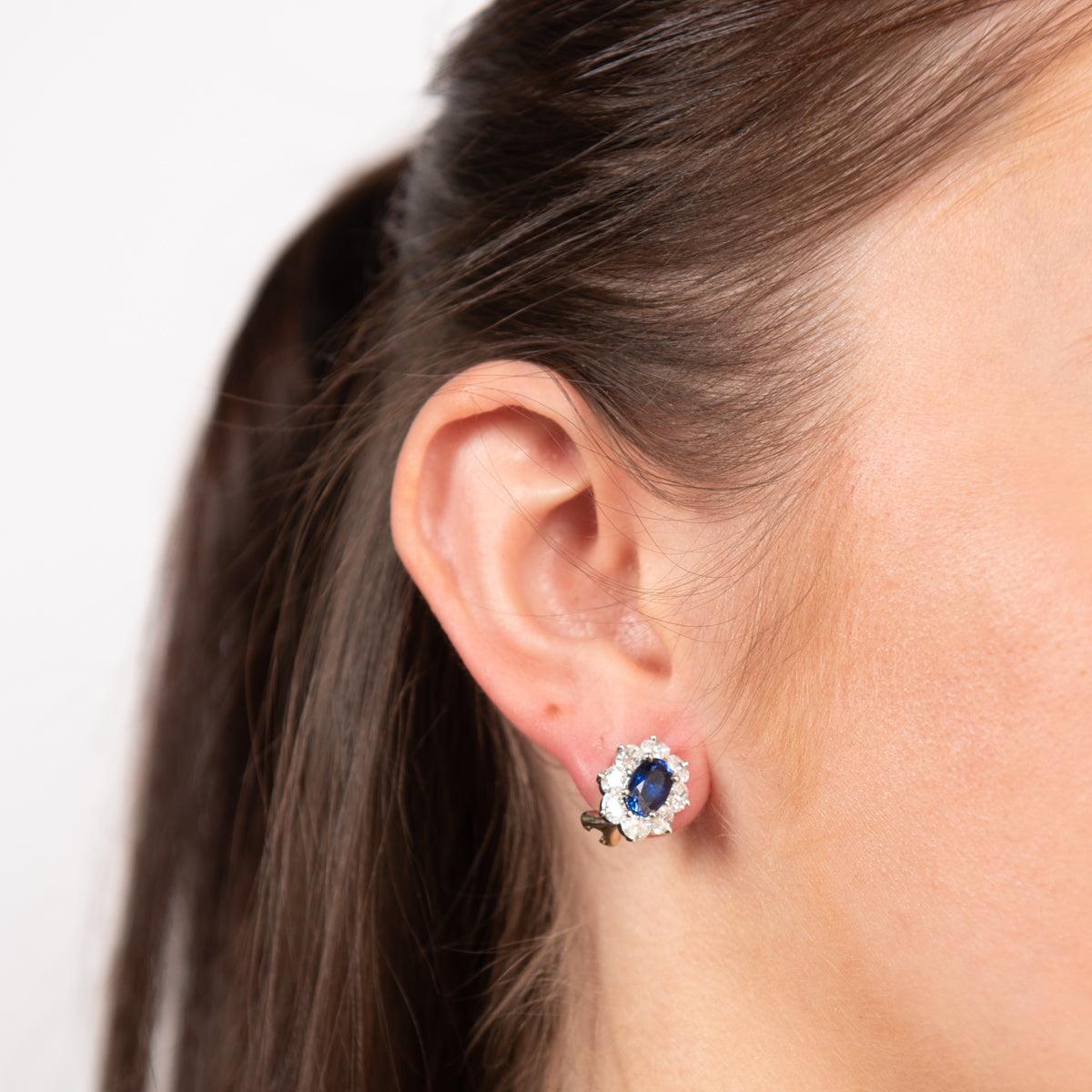 Pre-Owned Blue Sapphire and Diamond Earrings