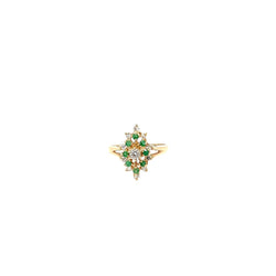 PRE-OWNED DIAMOND AND EMERALD RING