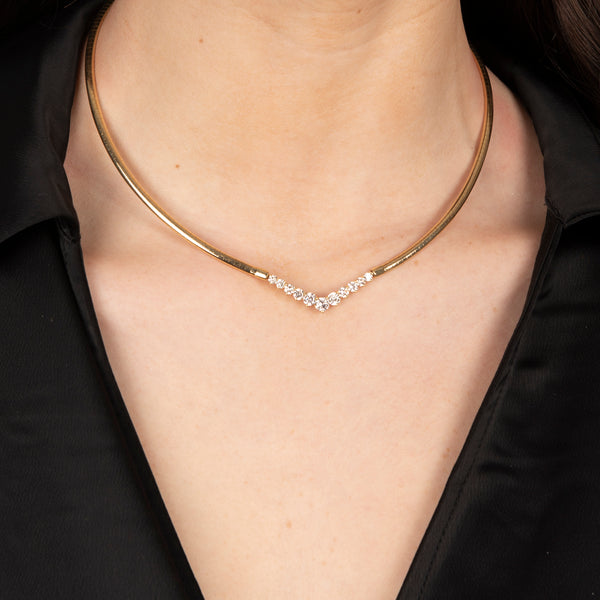 Pre-Owned Diamond "V" Omega Necklace
