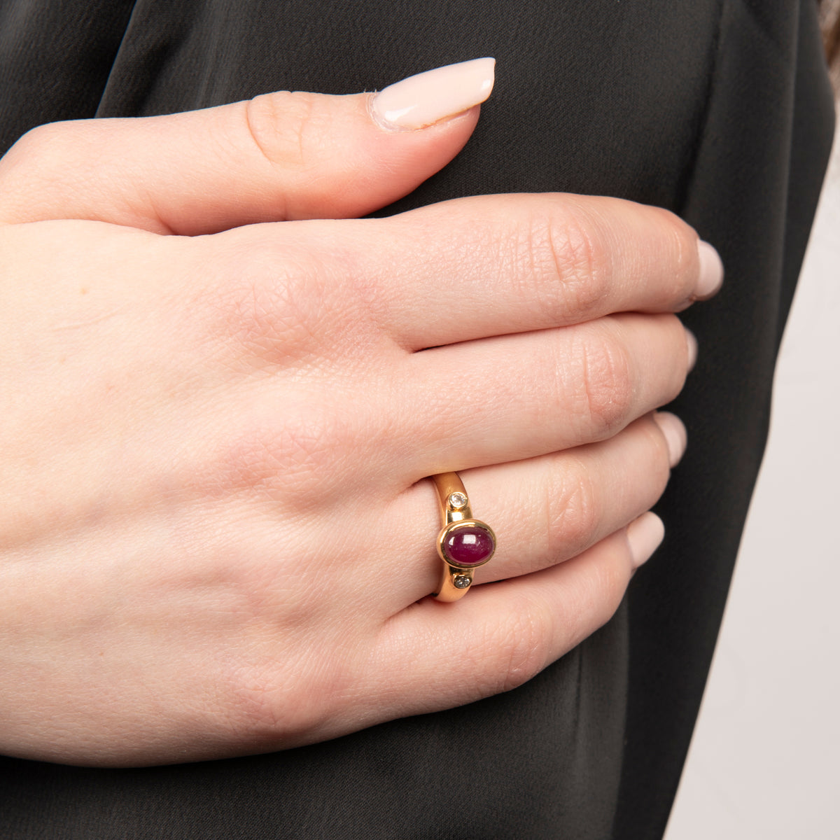 Pre-Owned Cabochon Ruby and Diamond Ring