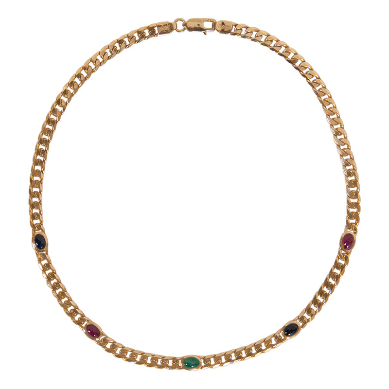 PRE-OWNED CURB LINK MULTI-STONE NECKLACE