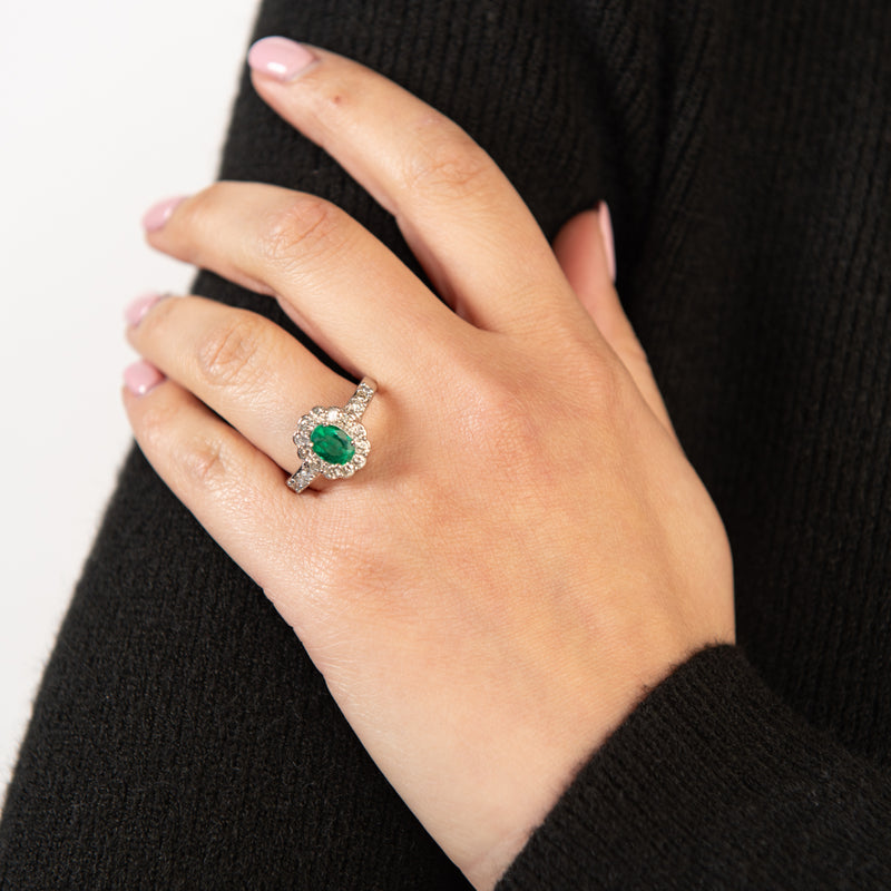 Pre-Owned Emerald and Diamond Ring