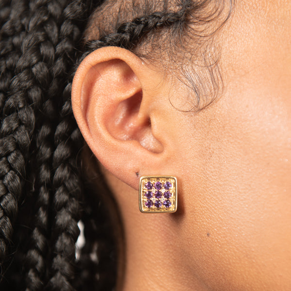 Pre-owned Amethyst and Diamond earrings