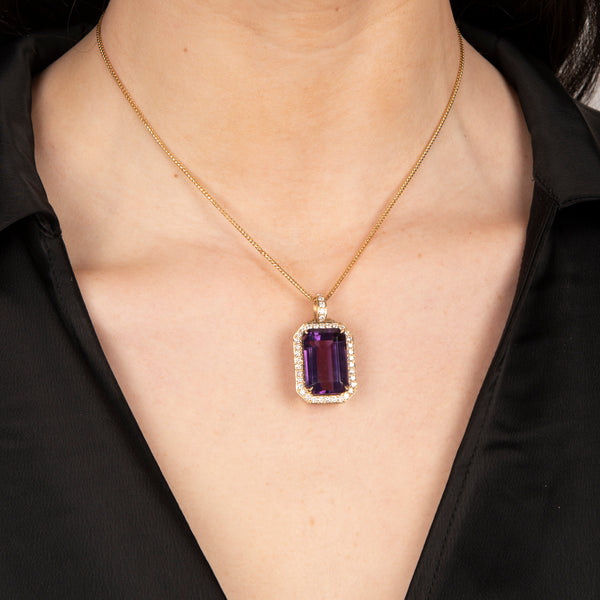 Pre-Owned Amethyst and Diamond Pendant