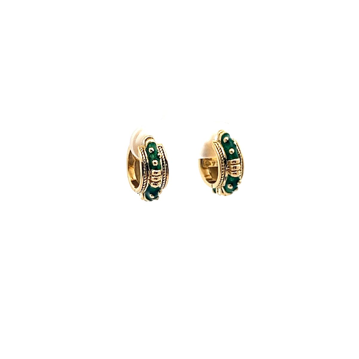Pre-Owned Hidalgo Green Enamel Huggie Earrings
