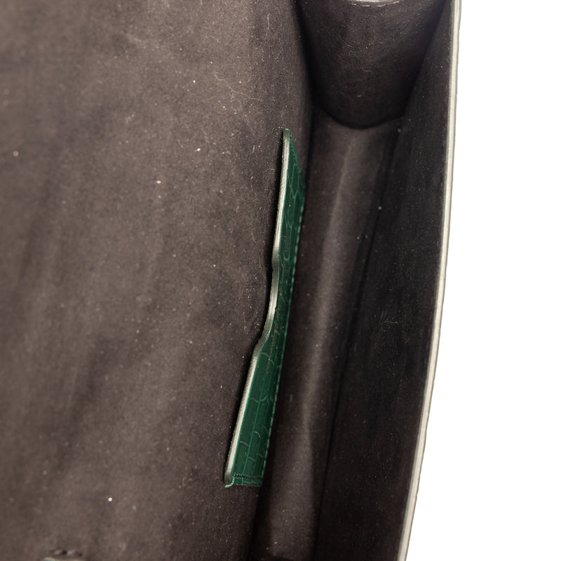 Pre-Owned Alexander McQueen Small Skull Croc-Embossed Leather Shoulder Bag