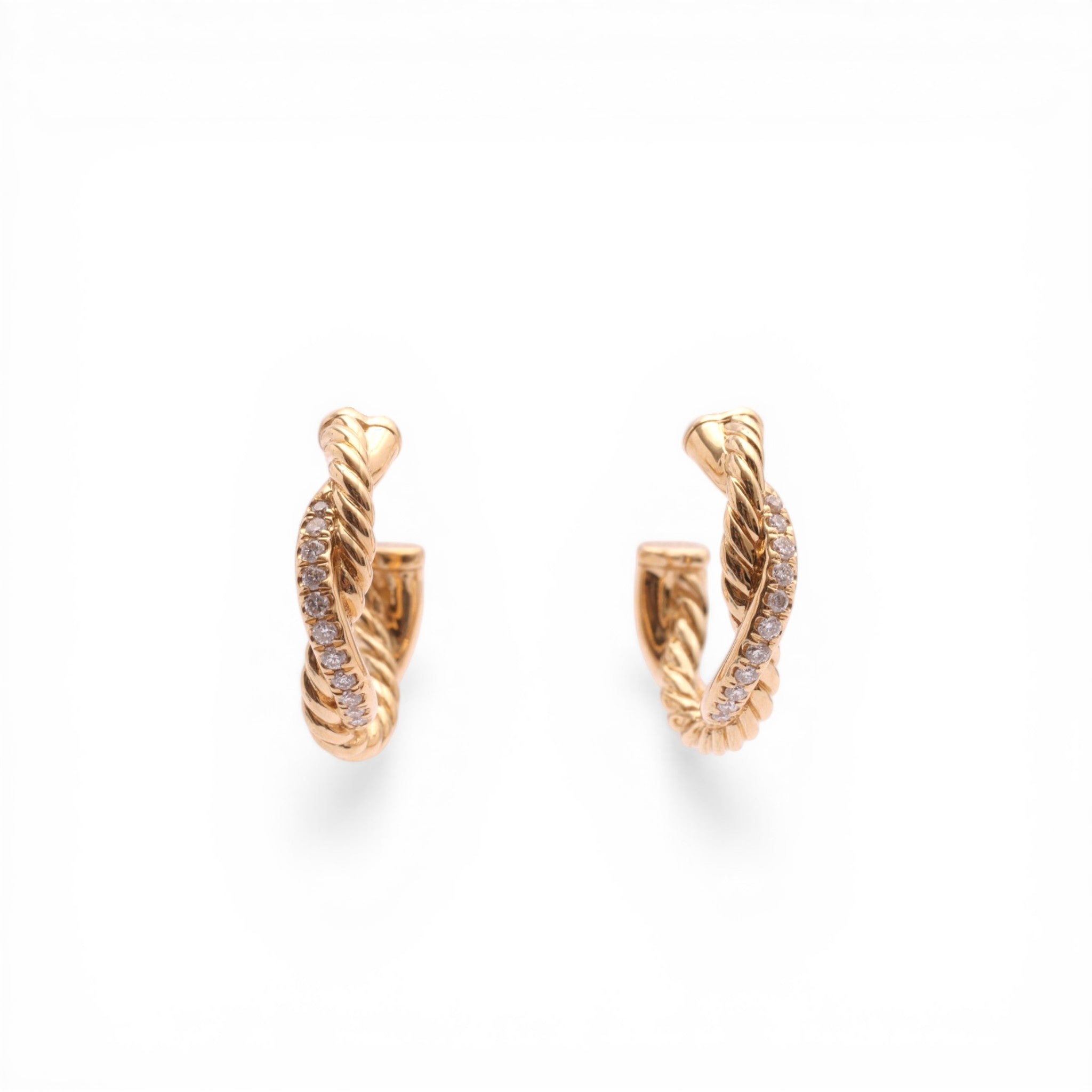 Pre-Owned David Yurman Diamond Petite Infinity Huggie Hoop Earrings