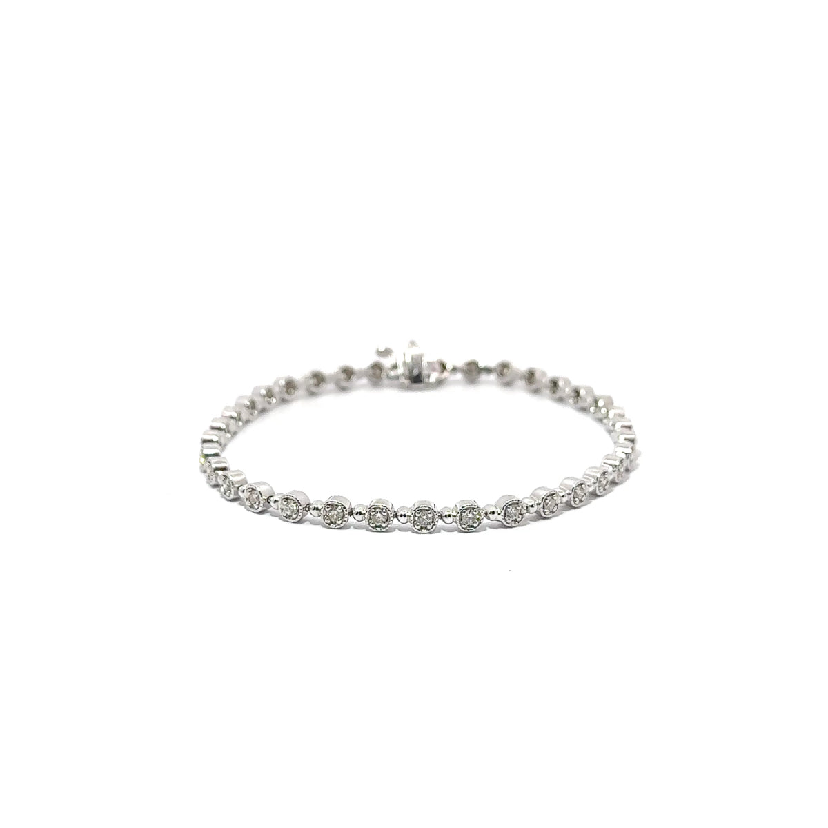 Michael Werdiger Diamond Millgrain Bez Line Bracelet