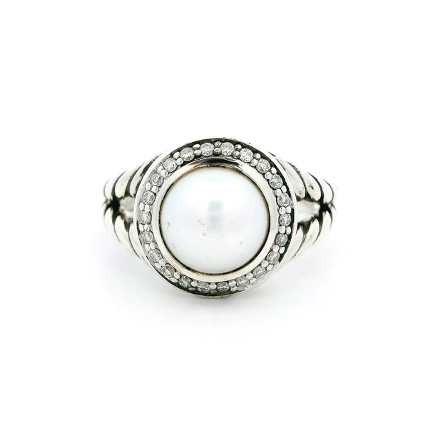 Pre-Owned David Yurman Pearl and Diamond Cerise Ring