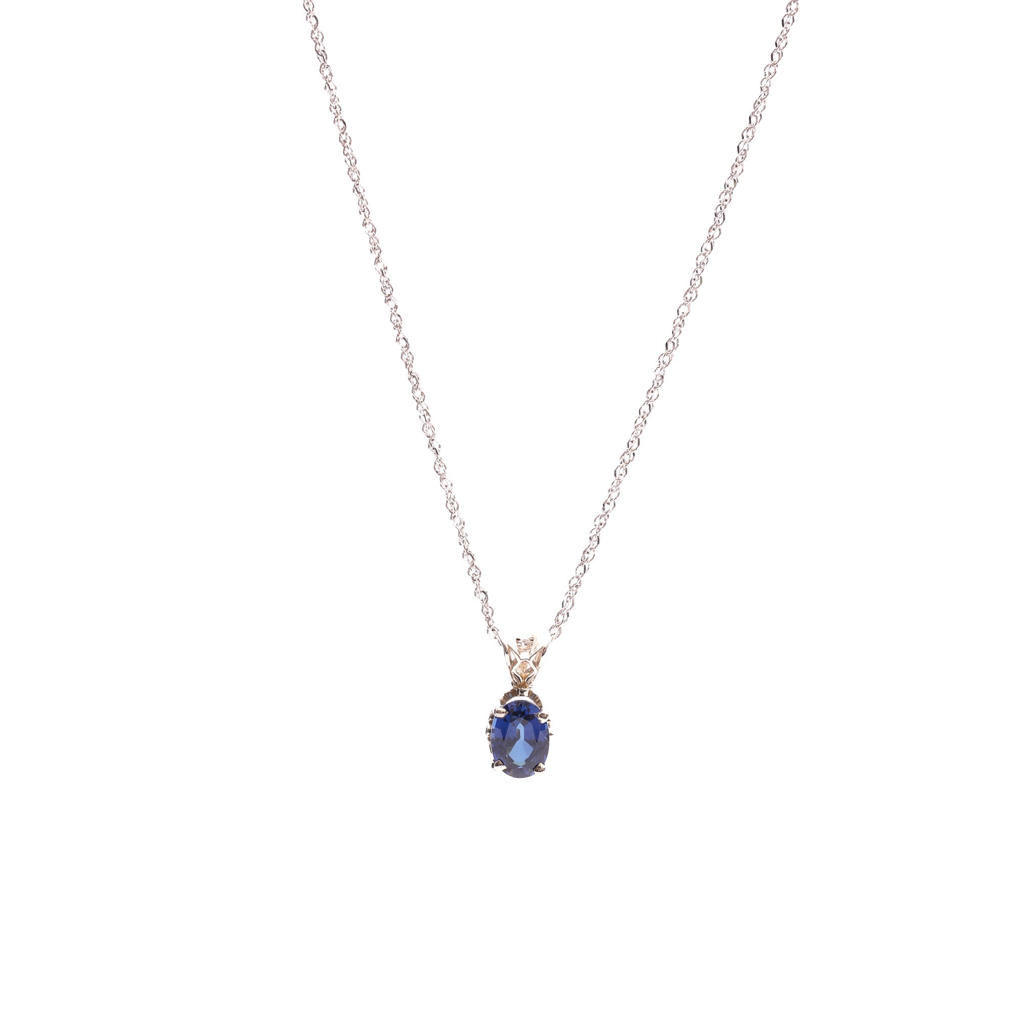 Pre-Owned Sapphire Solitaire Pendant Necklace