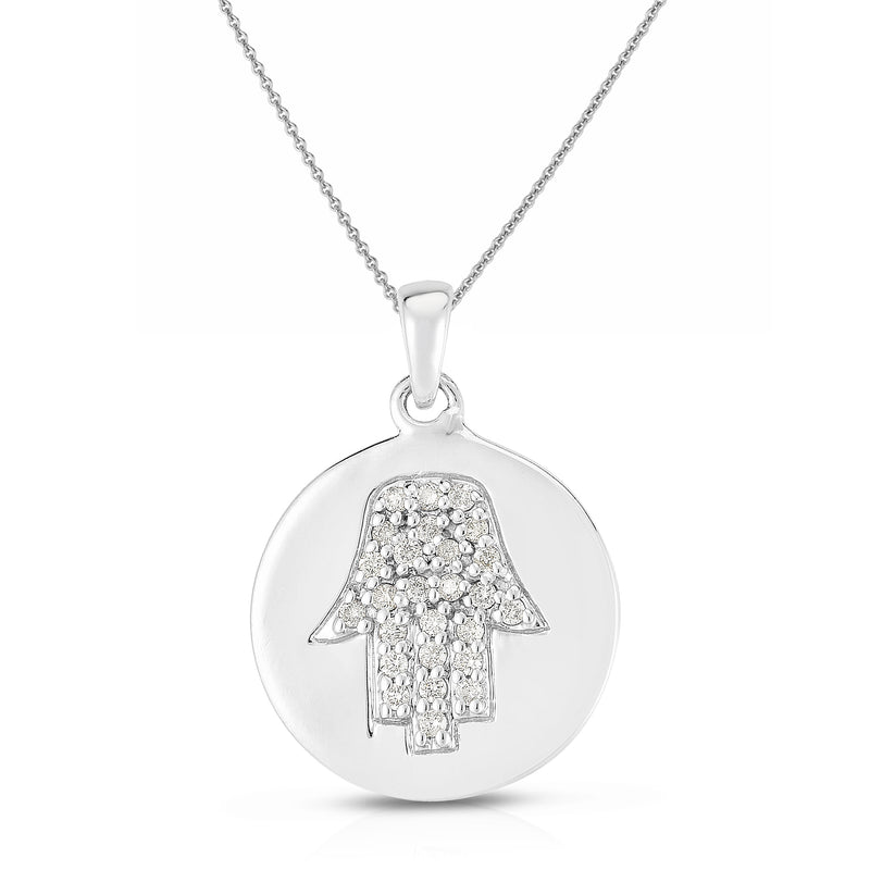 Michael Werdiger Diamond Pave Hamsa Disc Necklace