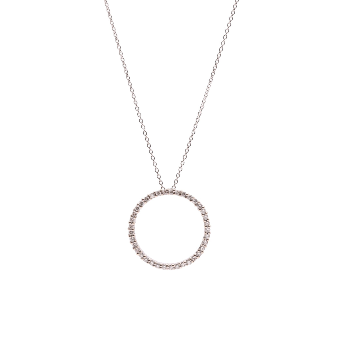 Pre-Owned Diamond Circle Pendant Necklace