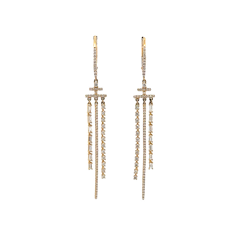Pre-Owned Diamond Three-Row Chandelier Earrings