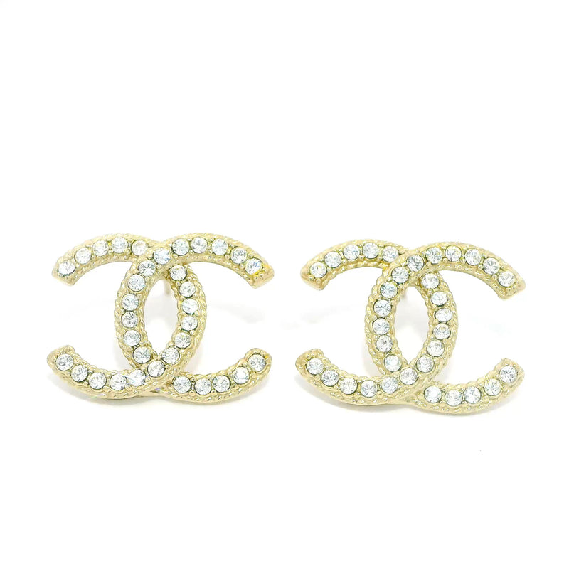 Pre-Owned Chanel Golden Crystal CC Strass Earrings