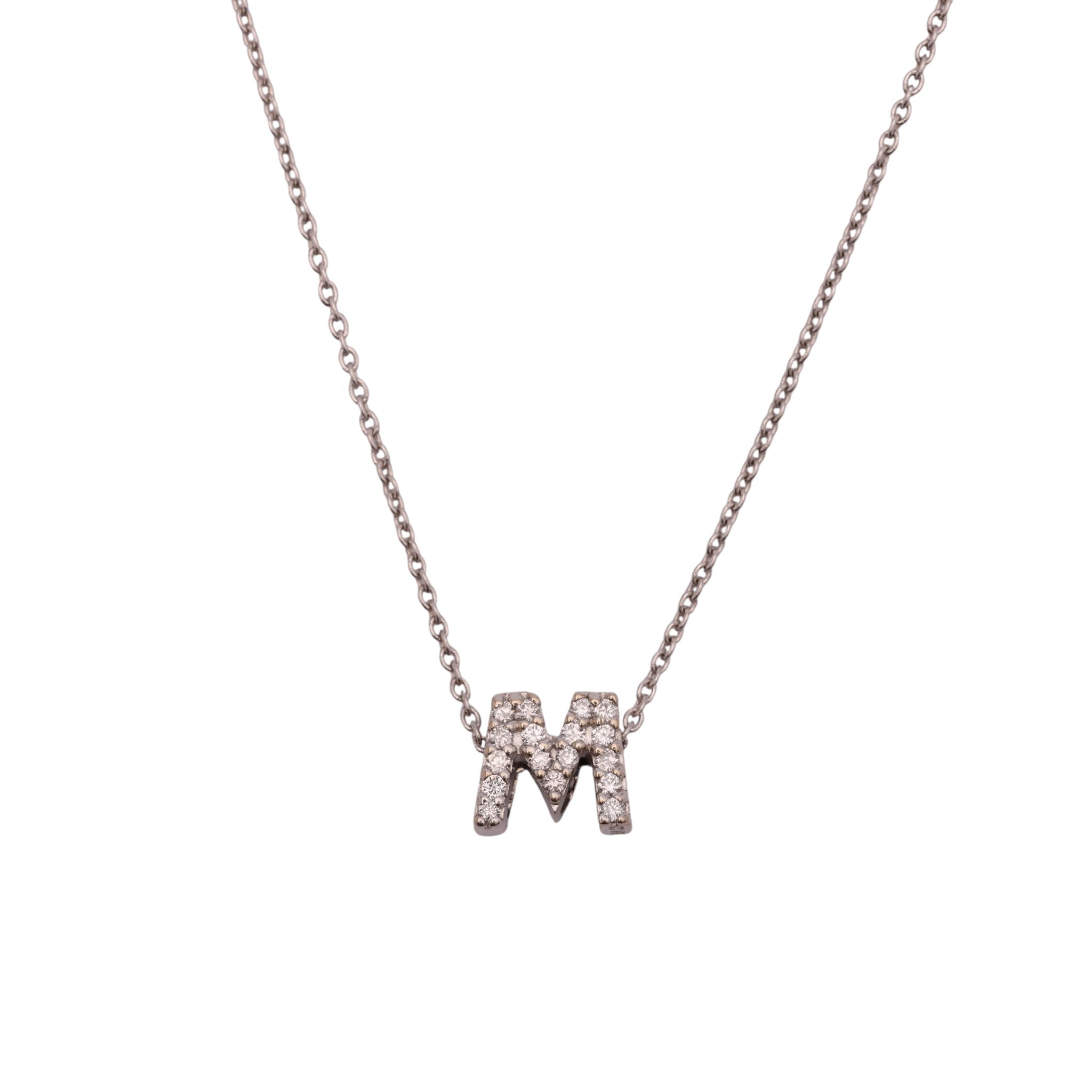 Pre-Owned Roberto Coin Diamond Tiny Treasures "W" Necklace