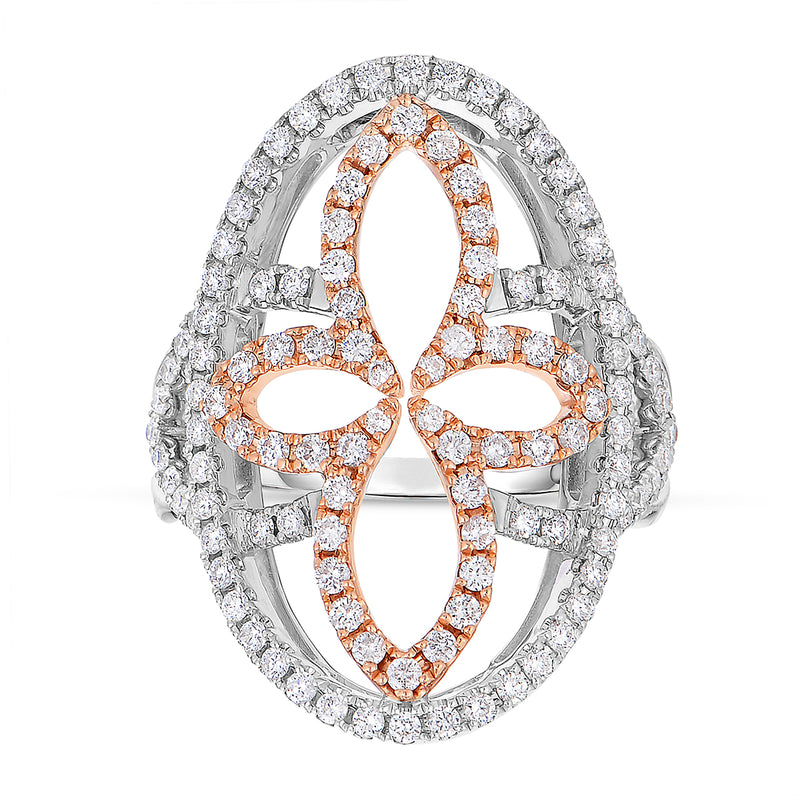 Pre-Owned Diamond Oval Floral Ring