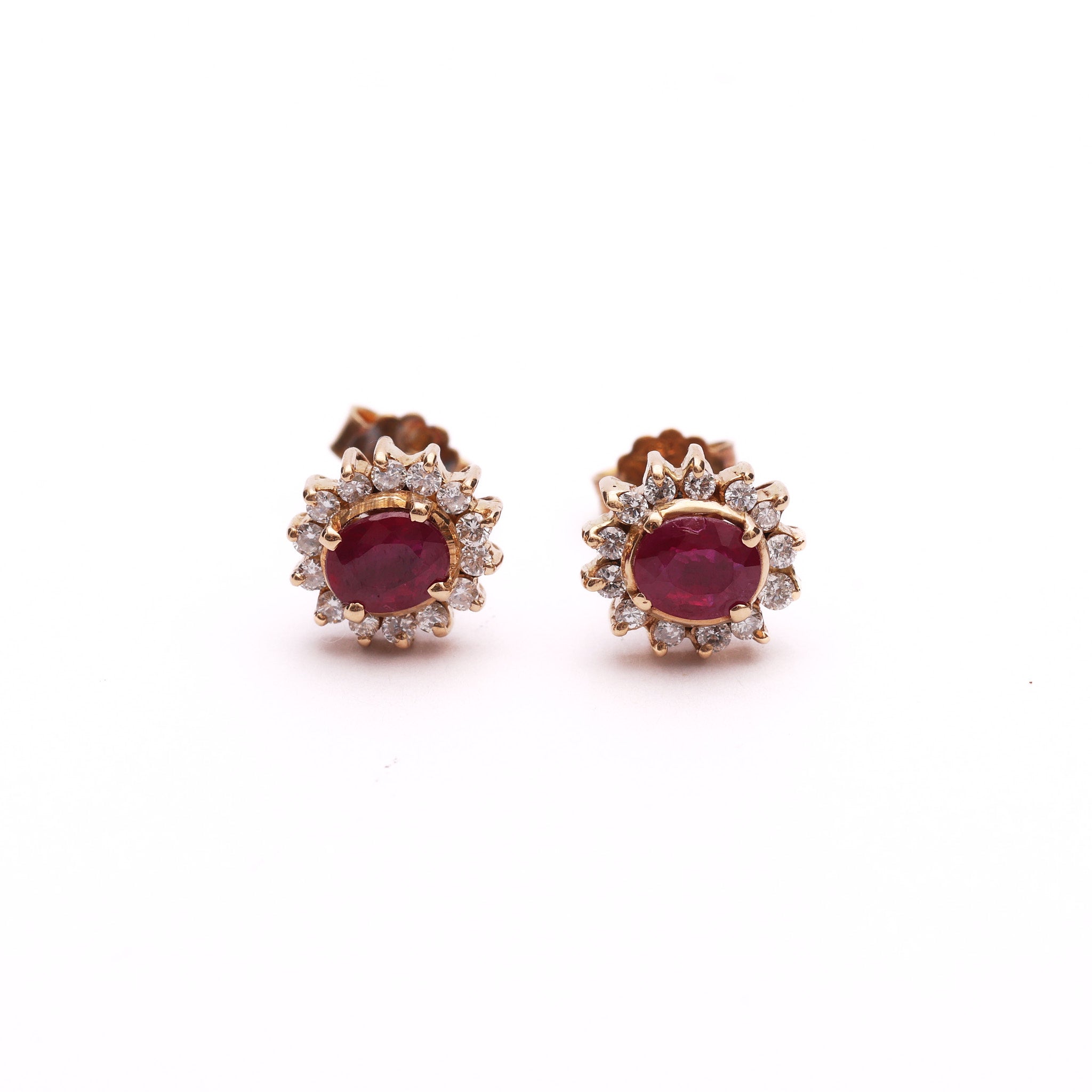 Pre-Owned Ruby and Diamond Halo Earrings