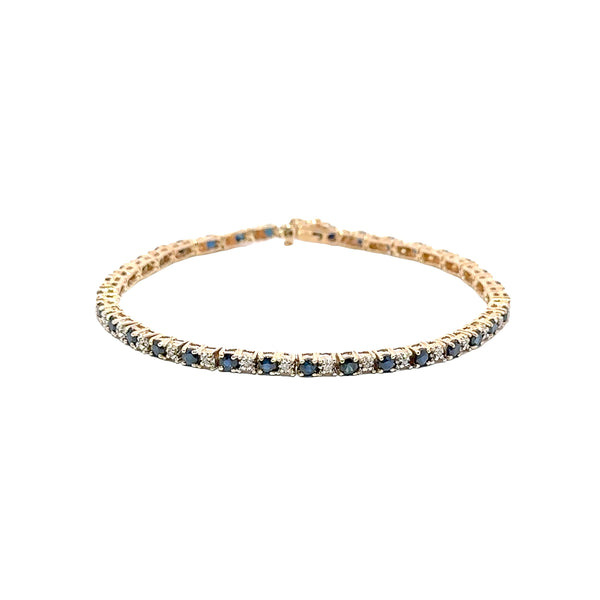 Pre-Owned Blue Sapphire and Diamond Line Bracelet